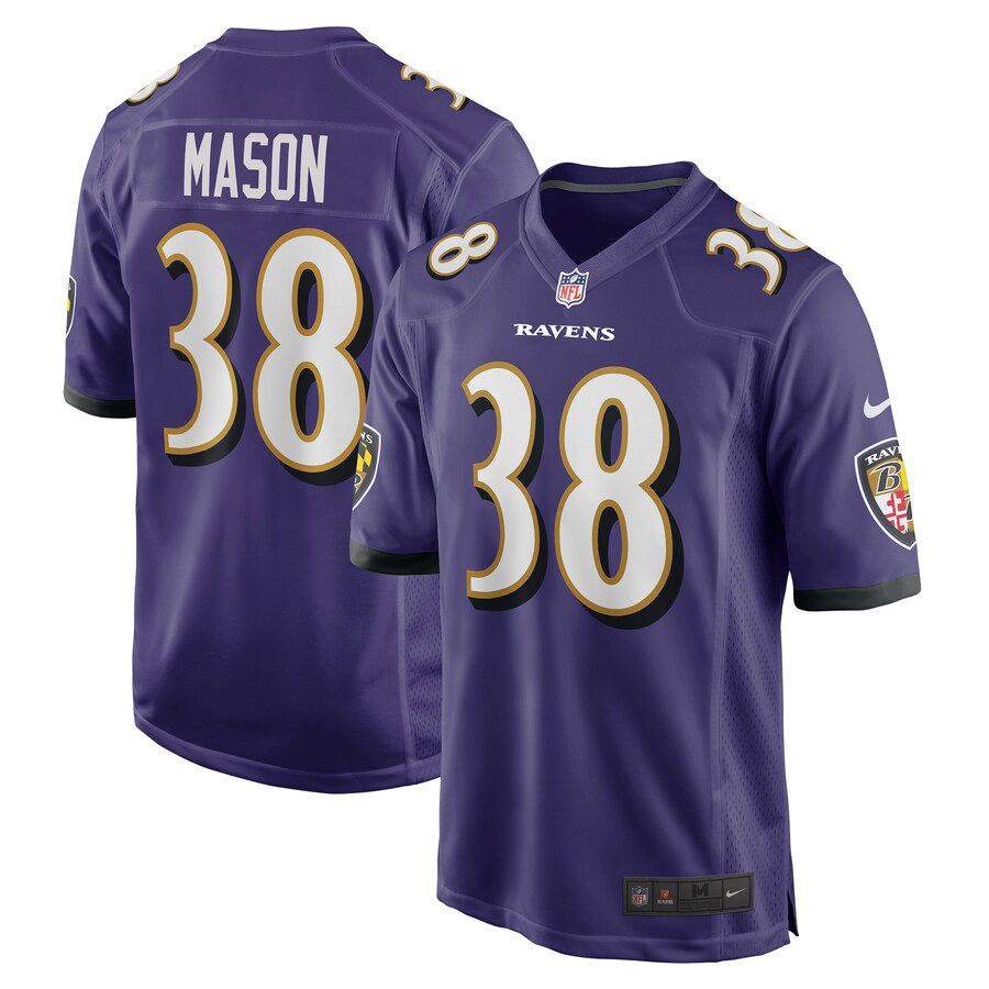 Men Baltimore Ravens #38 Ben Mason Nike Purple Game NFL Jersey